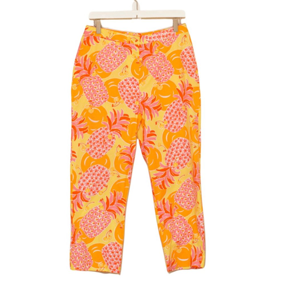 Lilly Pulitzer Vintage Pineapple Print Cotton Capri Pants 8